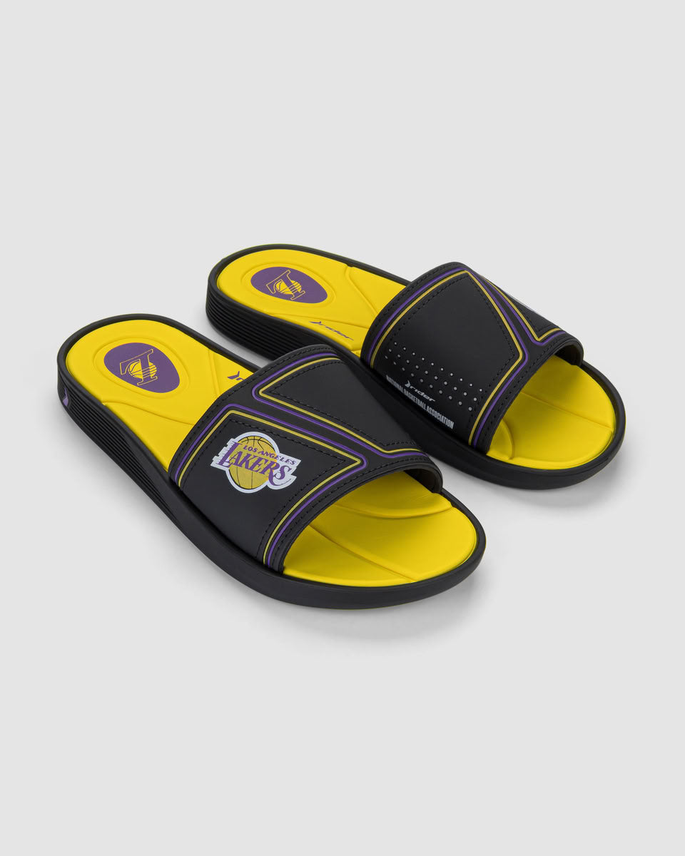 Sandalia Hombre Negro/Amarillo Lakers Pump Rider
