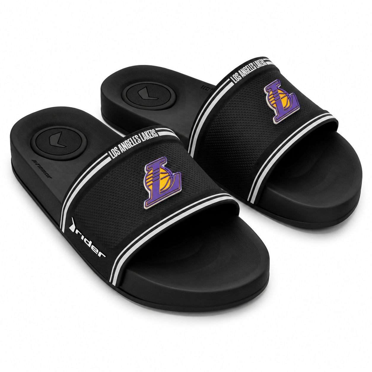 Sandalia Hombre Negro Lakers Basic Rider